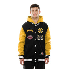 NHL Boston Bruins New Era Full-Snap Fleece Hoodie Jacket - Black/Gold