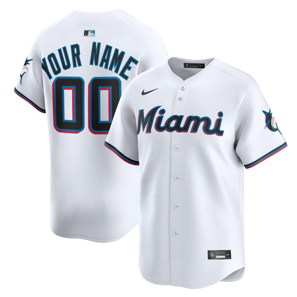 MLB Miami Marlins Nike Home Limited Custom Jersey - White