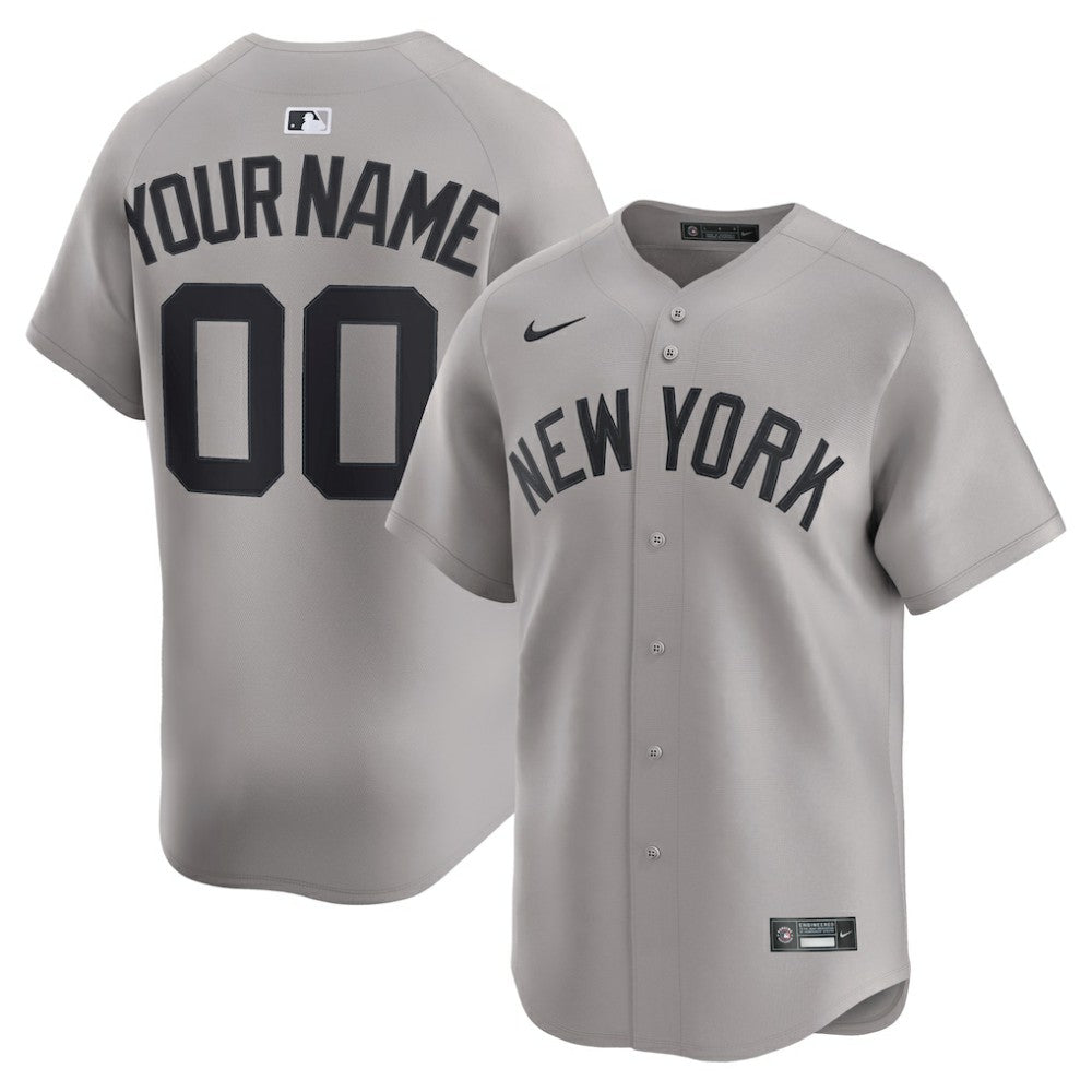 MLB New York Yankees Nike Away Limited Custom Jersey - Gray