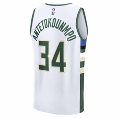 NBA Giannis Antetokounmpo Milwaukee Bucks Fast Break Replica Player Jersey - Association Edition - White
