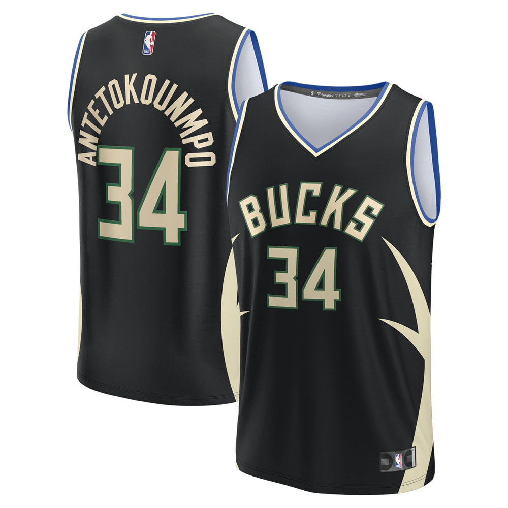 NBA Giannis Antetokounmpo Milwaukee Bucks Fast Break Replica Player Jersey - Statement Edition - Black