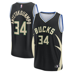 NBA Giannis Antetokounmpo Milwaukee Bucks Fast Break Replica Player Jersey - Statement Edition - Black