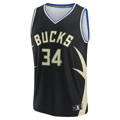 NBA Giannis Antetokounmpo Milwaukee Bucks Fast Break Replica Player Jersey - Statement Edition - Black