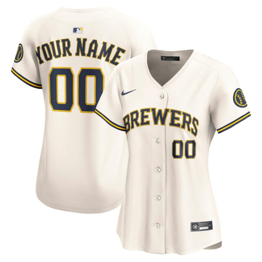 MLB Milwaukee Brewers Nike Women's Home Limited Custom Jersey - Cream