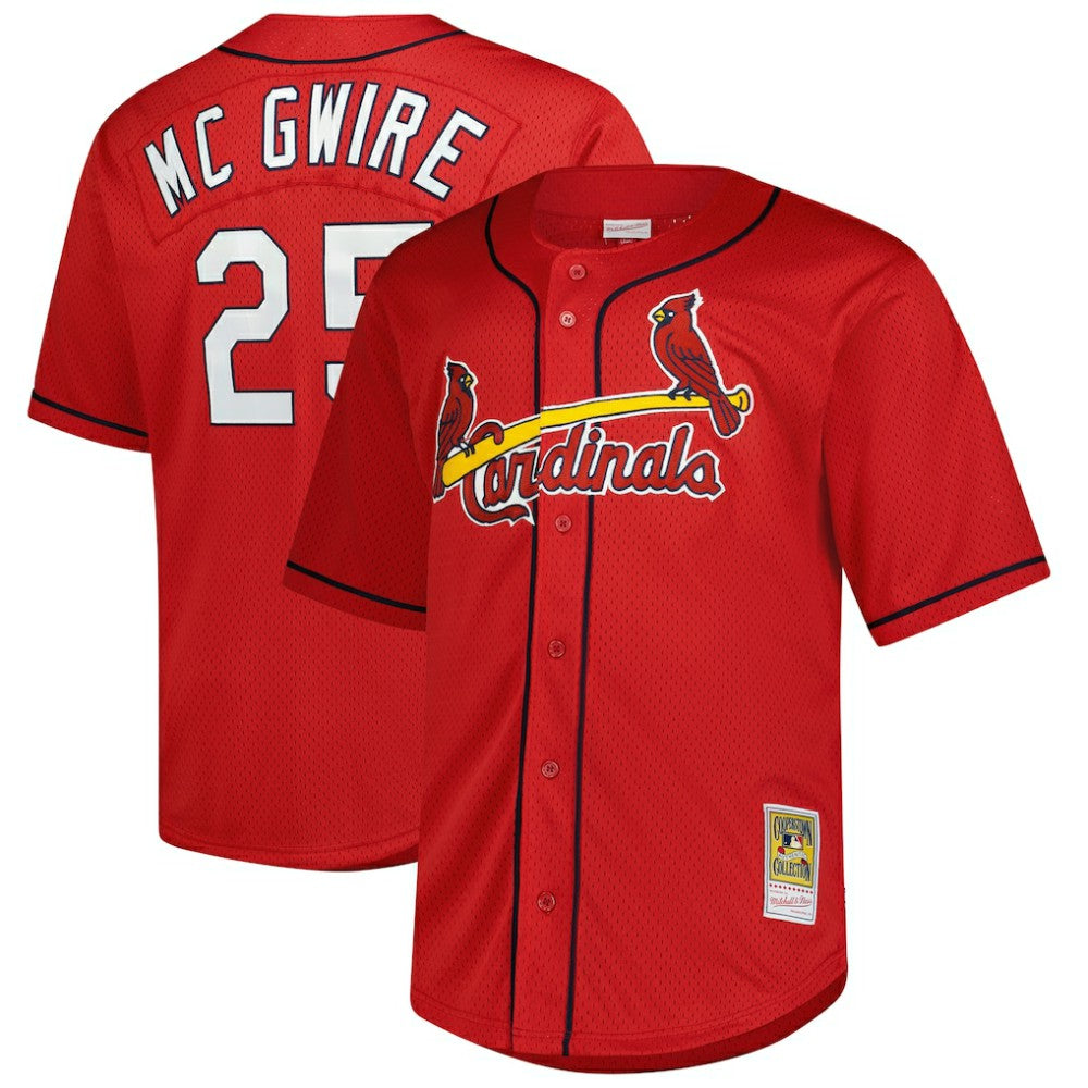 MLB Mark McGwire St. Louis Cardinals Mitchell & Ness Big & Tall Cooperstown Mesh Batting Practice Jersey - Red
