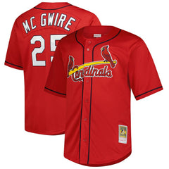 MLB Mark McGwire St. Louis Cardinals Mitchell & Ness Big & Tall Cooperstown Mesh Batting Practice Jersey - Red