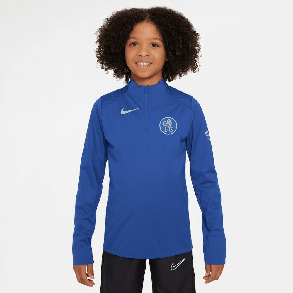 Chelsea Youth 2025/26 Strike Drill Quarter-Zip Dri-FIT Long Sleeve Top Blue