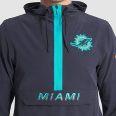 Miami Dolphins 2025 Rivalries Collection Sideline Anorak Half-Zip Hoodie Jacket Pitch Blue