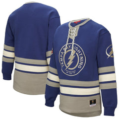NHL Tampa Bay Lightning Mitchell & Ness Women's Heritage Lace-Up Pullover Sweatshirt - Blue