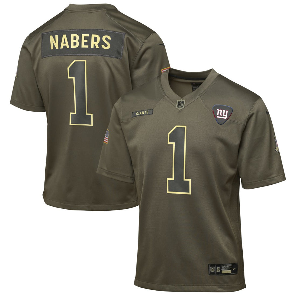 NFL Malik Nabers New York Giants Youth 2025 Salute to Service Game Jersey - Olive