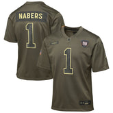 NFL Malik Nabers New York Giants Youth 2025 Salute to Service Game Jersey - Olive