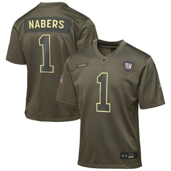 NFL Malik Nabers New York Giants Youth 2025 Salute to Service Game Jersey - Olive