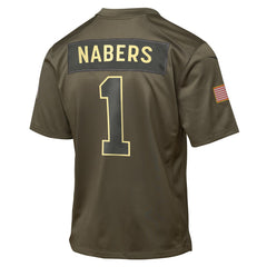 NFL Malik Nabers New York Giants Youth 2025 Salute to Service Game Jersey - Olive