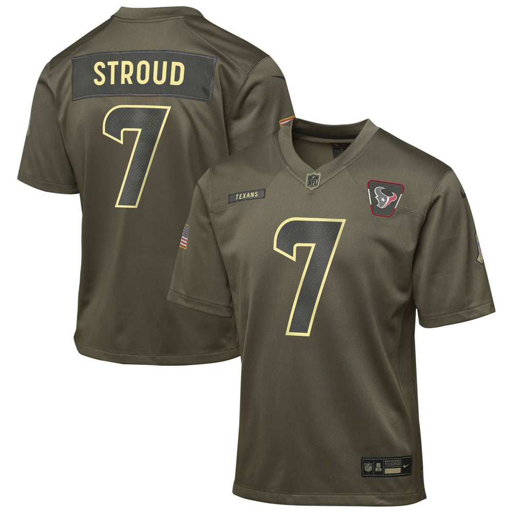 NFL C.J. Stroud Houston Texans Youth 2025 Salute to Service Game Jersey - Olive