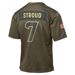 NFL C.J. Stroud Houston Texans Youth 2025 Salute to Service Game Jersey - Olive