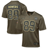 NFL Brock Bowers Las Vegas Raiders Youth 2025 Salute to Service Game Jersey - Olive