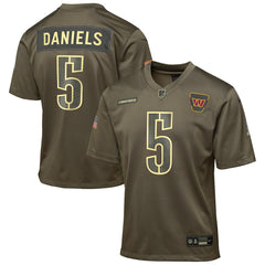 NFL Jayden Daniels Washington Commanders Youth 2025 Salute to Service Game Jersey - Olive