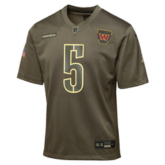 NFL Jayden Daniels Washington Commanders Youth 2025 Salute to Service Game Jersey - Olive