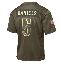 NFL Jayden Daniels Washington Commanders Youth 2025 Salute to Service Game Jersey - Olive