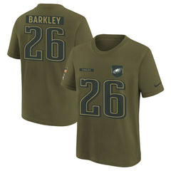 Saquon Barkley Philadelphia Eagles Youth 2025 Salute to Service Name & Number T-Shirt Olive