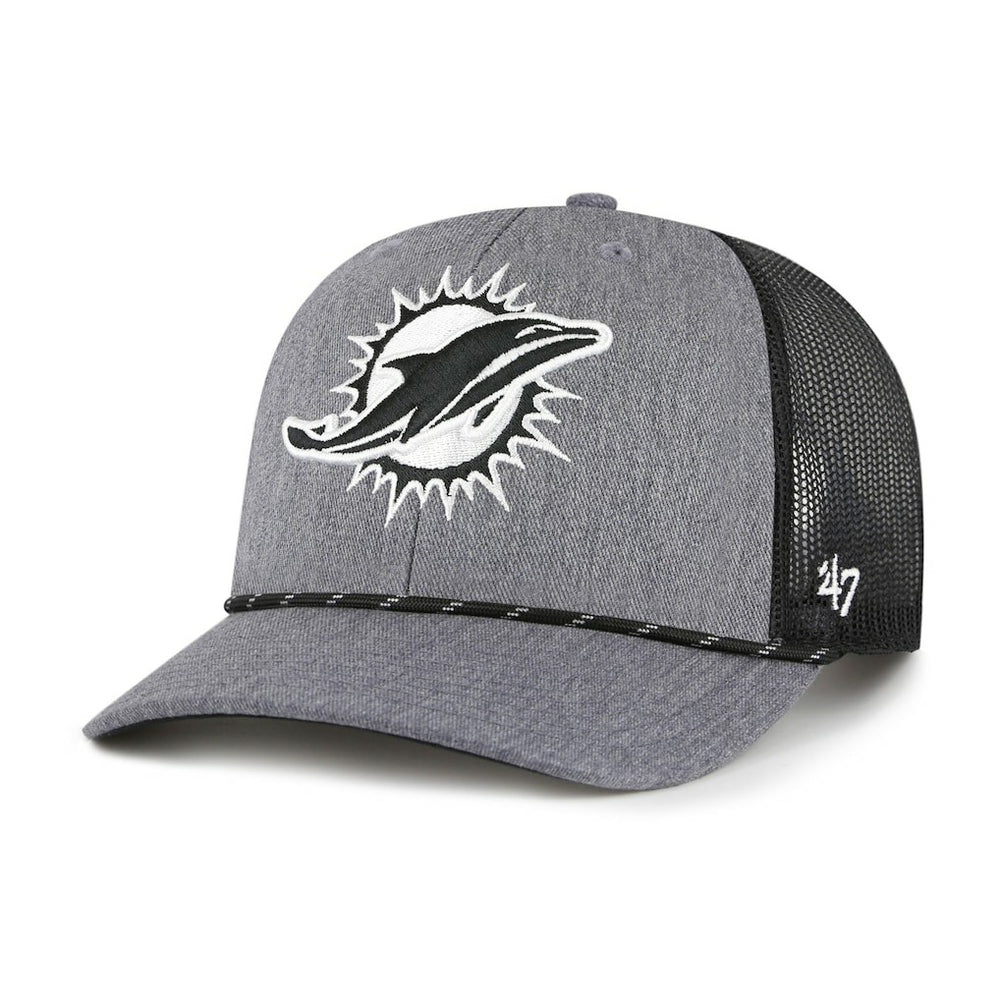 Miami Dolphins '47 Carbon Rope Trucker Adjustable Hat Heather Charcoal