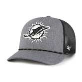 Miami Dolphins '47 Carbon Rope Trucker Adjustable Hat Heather Charcoal