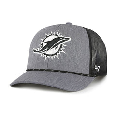 Miami Dolphins '47 Carbon Rope Trucker Adjustable Hat Heather Charcoal