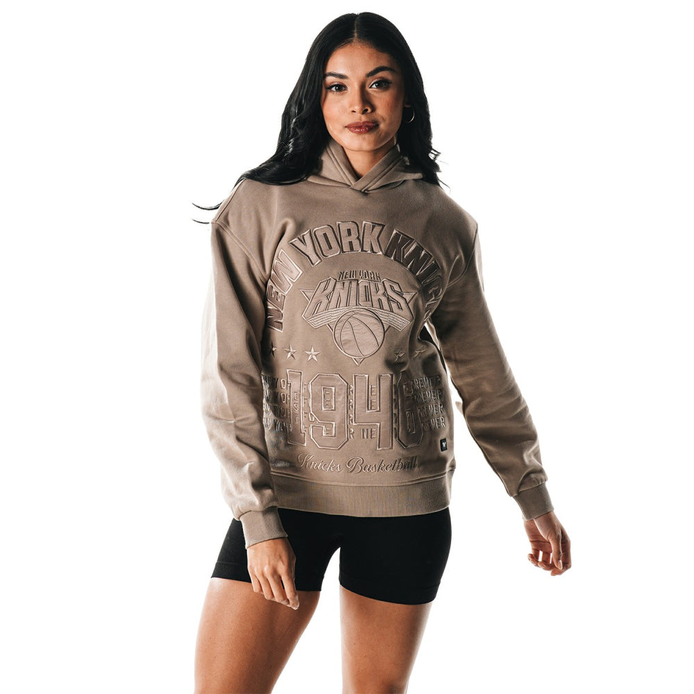 New York Knicks The Wild Collective Women's Satin Pullover Hoodie Gray