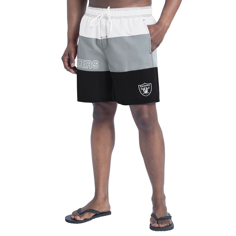 Las Vegas Raiders G-III Sports by Carl Banks Sunrise Volley Swim Shorts Black/Silver