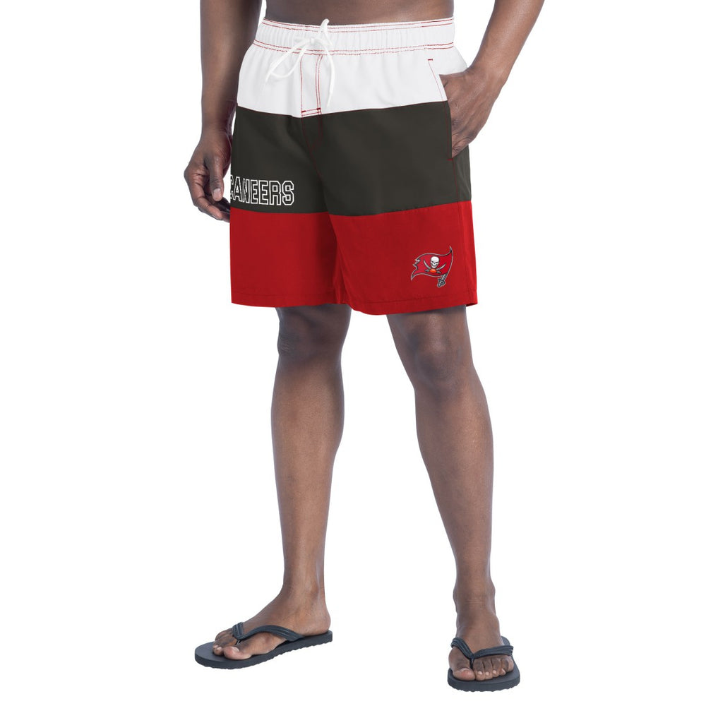 Tampa Bay Buccaneers G-III Sports by Carl Banks Sunrise Volley Swim Shorts Red/Pewter