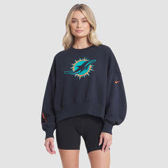Miami Dolphins Women's 2025 Rivalries Collection Oversized Phoenix Fleece Sweatshirt Pitch Blue