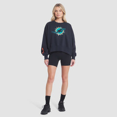 Miami Dolphins Women's 2025 Rivalries Collection Oversized Phoenix Fleece Sweatshirt Pitch Blue