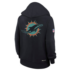 Miami Dolphins Women's 2025 Rivalries Collection Standard Issue Sideline Dri-FIT Hoodie Pitch Blue