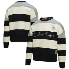 Los Angeles Dodgers Mitchell & Ness Women's Cooperstown Collection Blocked Fleece Pullover Sweatshirt- Gray/Black Pullover