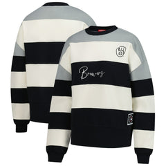 Milwaukee Brewers Mitchell & Ness Women's Cooperstown Collection Blocked Fleece Pullover Sweatshirt- Gray/Black Pullover