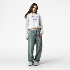 Atlanta Braves Mitchell & Ness Women's Cropped Toggle Pullover Sweatshirt - Heather Gray Pullover