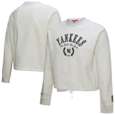 New York Yankees Mitchell & Ness Women's Cropped Toggle Pullover Sweatshirt - Heather Gray Pullover