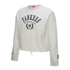 New York Yankees Mitchell & Ness Women's Cropped Toggle Pullover Sweatshirt - Heather Gray Pullover