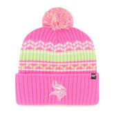 Minnesota Vikings '47 Girls Youth Polar Vortex Cuffed Knit Hat with Pom Pink