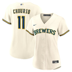 MLB Jackson Chourio Milwaukee Brewers Nike Women's Home Replica Jersey - Cream
