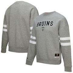 NHL Boston Bruins Mitchell & Ness Women's Logo Lightweight Pullover Sweatshirt - Heather Gray