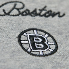 NHL Boston Bruins Mitchell & Ness Women's Logo Lightweight Pullover Sweatshirt - Heather Gray