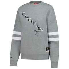 NHL Pittsburgh Penguins Mitchell & Ness Women's Logo Lightweight Pullover Sweatshirt - Heather Gray