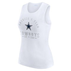 Dallas Cowboys WEAR by Erin Andrews Women's Ribbed Graphic Tank Top White