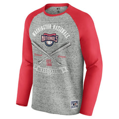 Washington Nationals Darius Rucker Collection by Fanatics Raw Edge Raglan Long Sleeve Baseball T-Shirt - Heather Gray T-shirts