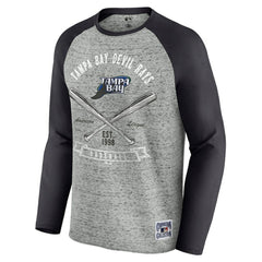 Tampa Bay Rays Darius Rucker Collection by Fanatics Raw Edge Raglan Long Sleeve Baseball T-Shirt - Heather Gray T-shirts