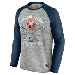 Houston Astros Darius Rucker Collection by Fanatics Raw Edge Raglan Long Sleeve Baseball T-Shirt - Heather Gray T-shirts
