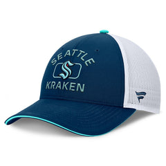 NHL Seattle Kraken Fanatics Authentic Pro Rink Adjustable Trucker Hat - Deep Sea Blue/White