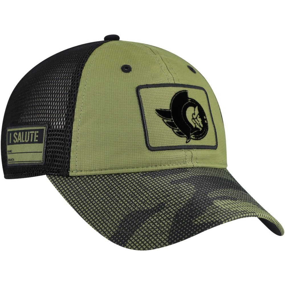 NHL Ottawa Senators Fanatics Military Appreciation Trucker Adjustable Hat - Olive