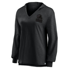 Cleveland Browns Women's Blackout Slub Hoodie V-Neck Long Sleeve T-Shirt